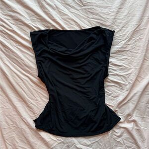 HALARA Black Cowl Neck Blouse